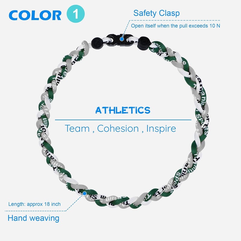 SUPBOMM 3 pcs Baseball Rope Necklaces, League Team Colors Braided Necklace, Baseball Team Gifts - Image 2